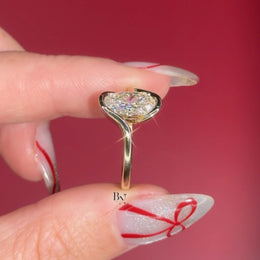 3ct Oval Lab Grown Diamond Engagement Ring | Swirl Bypass Setting 14K Gold