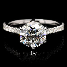 1ct Round Lab Grown Diamond Engagement Ring | Halo Pavé Band 14K White Gold