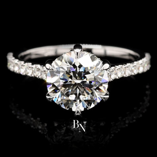 1.00 CT Round Lab Diamond Halo Engagement Ring | 14K White Gold Pave Band | IGI Certified | Round Brilliant Proposal Gift