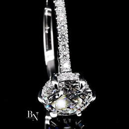 1ct Round Lab Grown Diamond Engagement Ring | Halo Pavé Band 14K White Gold