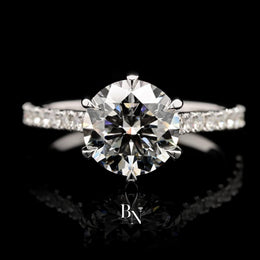 1ct Round Lab Grown Diamond Engagement Ring | Halo Pavé Band 14K White Gold