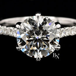 1ct Round Lab Grown Diamond Engagement Ring | Halo Pavé Band 14K White Gold