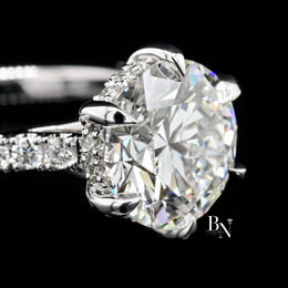 1ct Round Lab Grown Diamond Engagement Ring | Halo Pavé Band 14K White Gold