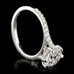 1ct Round Lab Grown Diamond Engagement Ring | Halo Pavé Band 14K White Gold