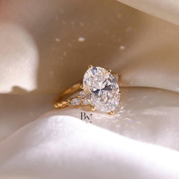 3ct Oval Lab Grown Diamond Engagement Ring | Vine Floral Accent 14K Gold