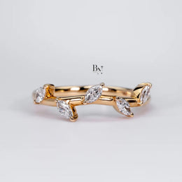 0.20ctw Marquise Lab Grown Diamond Wedding Band | Vine Stacking 14K Yellow Gold