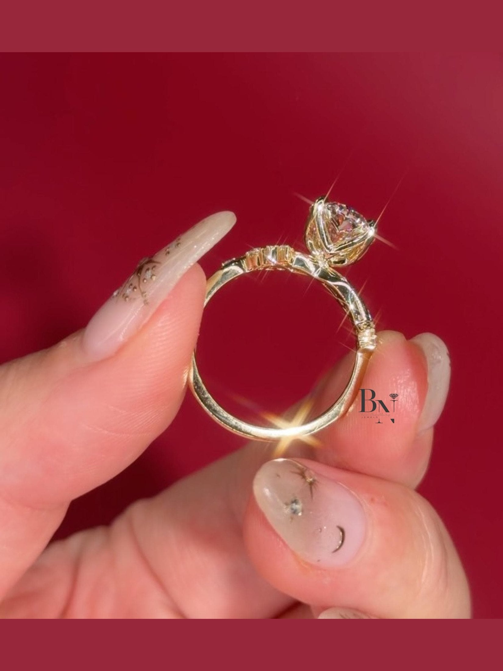 3ct Oval Lab Grown Diamond Engagement Ring | Twisted Vine Nature Inspired Bridal 14K Gold