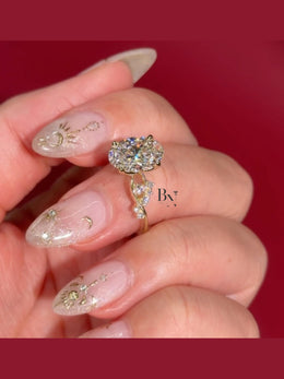 3ct Oval Lab Grown Diamond Engagement Ring | Twisted Vine Nature Inspired Bridal 14K Gold