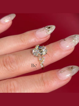 3ct Oval Lab Grown Diamond Engagement Ring | Twisted Vine Nature Inspired Bridal 14K Gold