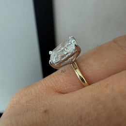 3ct Crushed Ice Elongated Cushion Moissanite Engagement Ring | Solitaire 14K Gold