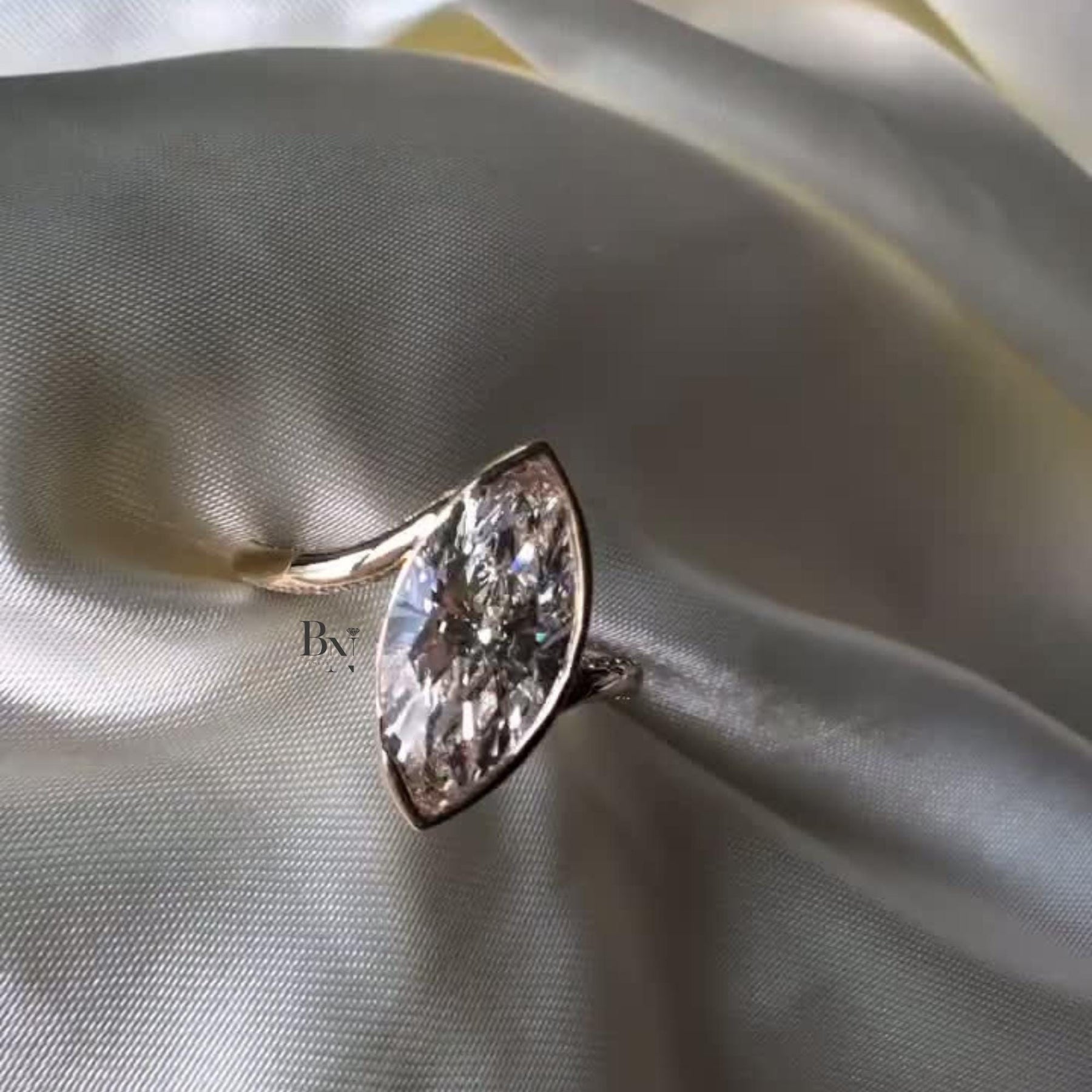 3ct Marquise Lab Grown Diamond Engagement Ring | Pavé Bypass Band 14K Rose Gold