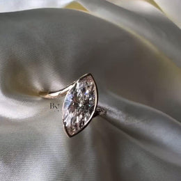 3ct Marquise Lab Grown Diamond Engagement Ring | Pavé Bypass Band 14K Rose Gold