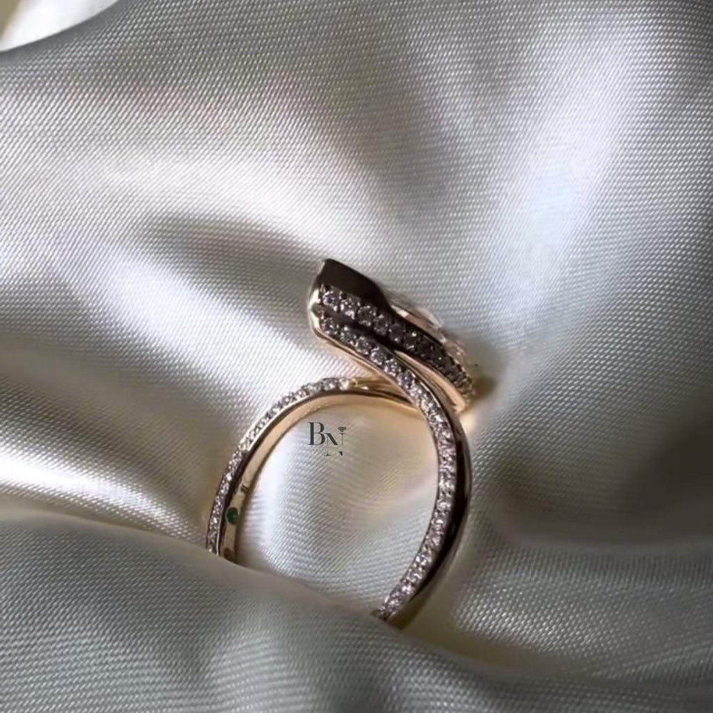 3.00ct Marquise Lab Diamond Engagement Ring | Rose Gold Pave Bypass Band | IGI Certified Bezel Set Bridal Ring | Hidden Halo