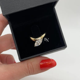 1ct Marquise Lab Grown Diamond Engagement Ring | East West Bezel Bypass Solitaire 14K Yellow Gold