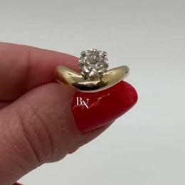 1ct Round Lab Grown Diamond Engagement Ring | Bypass Tension Set Solitaire 14K Yellow Gold