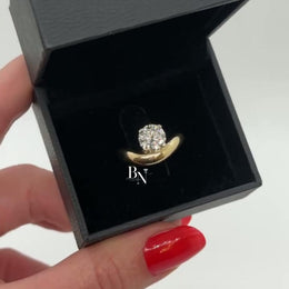 1ct Round Lab Grown Diamond Engagement Ring | Bypass Tension Set Solitaire 14K Yellow Gold