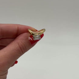 1ct Emerald Cut Lab Grown Diamond Engagement Ring | East West Bypass Solitaire 14K Yellow Gold