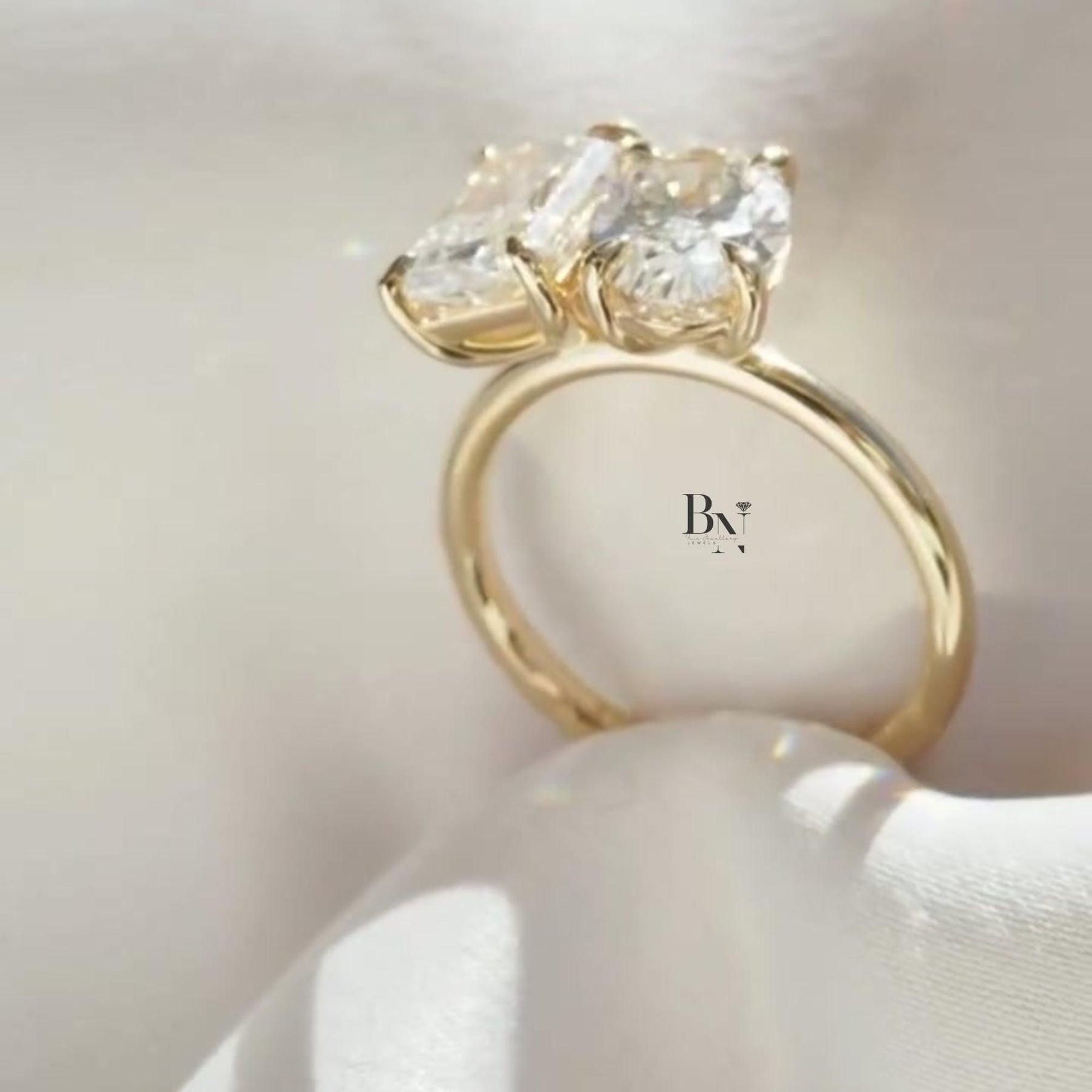 3.50ctw Oval Radiant Lab Grown Diamond Toi et Moi Ring | Two Stone 14K Yellow Gold