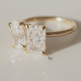 3.50ctw Oval Radiant Lab Grown Diamond Toi et Moi Ring | Two Stone 14K Yellow Gold
