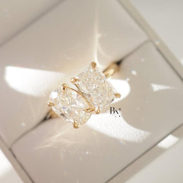 3.50ctw Oval Radiant Lab Grown Diamond Toi et Moi Ring | Two Stone 14K Yellow Gold