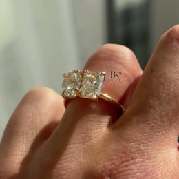 3.50ctw Oval Radiant Lab Grown Diamond Toi et Moi Ring | Two Stone 14K Yellow Gold