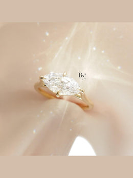 1.50ct Marquise Lab Grown Diamond Solitaire Ring | V-Prong Elongated Bridal 14K Yellow Gold