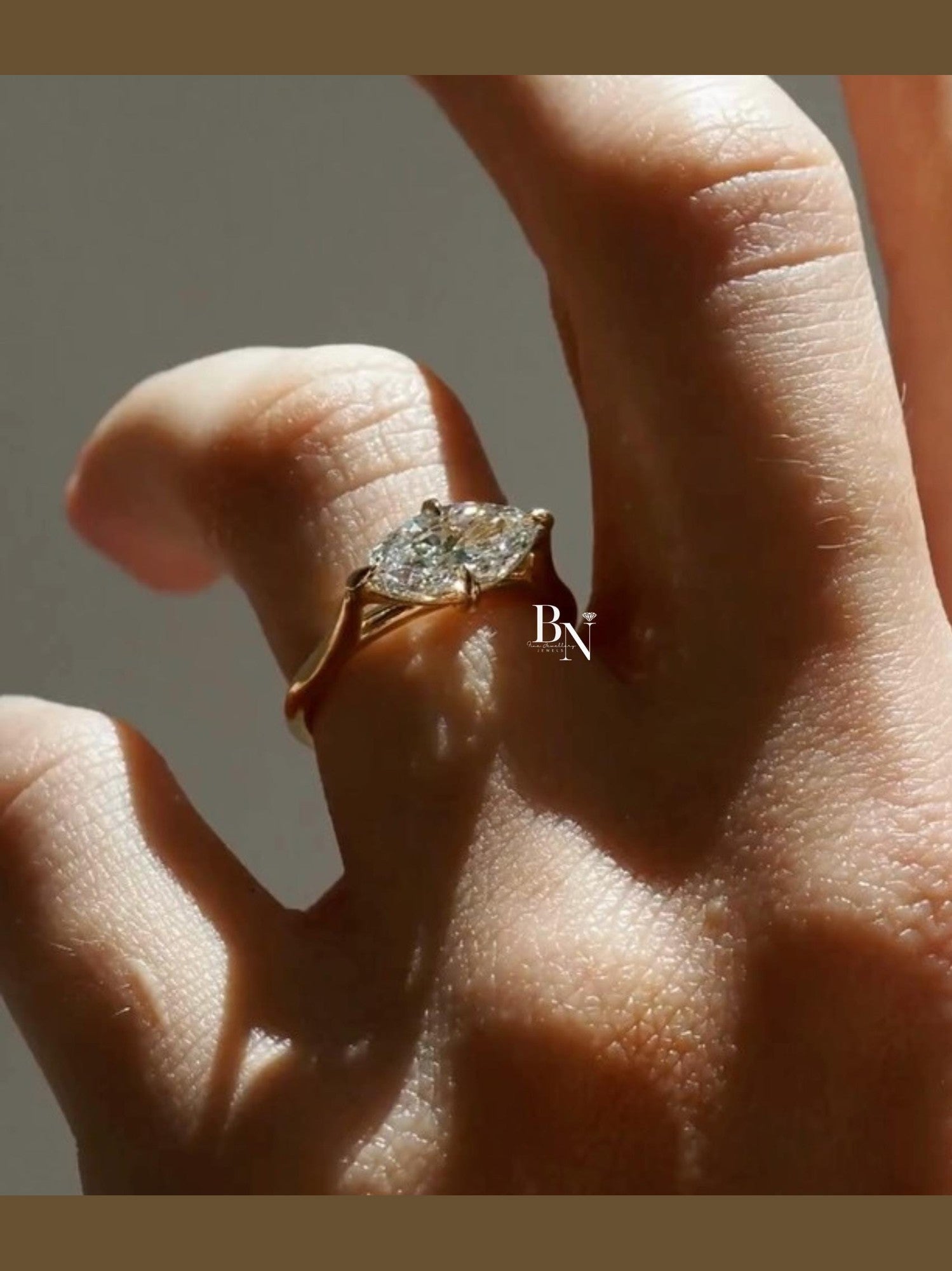 1.50ct Marquise Lab Grown Diamond Solitaire Ring | V-Prong Elongated Bridal 14K Yellow Gold