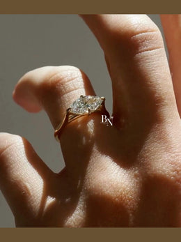 1.50ct Marquise Lab Grown Diamond Solitaire Ring | V-Prong Elongated Bridal 14K Yellow Gold