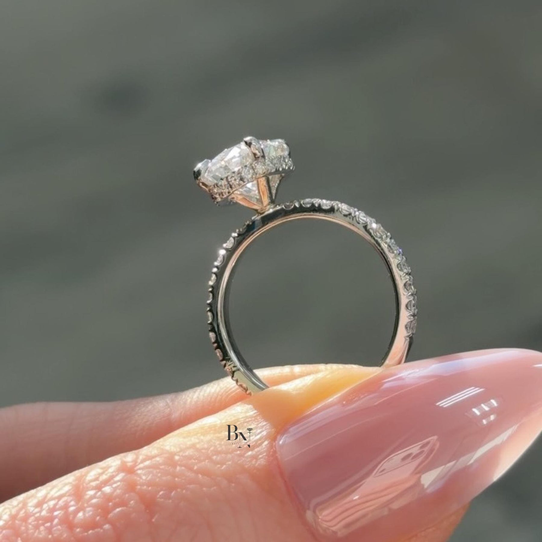 1ct Oval Lab Grown Diamond Engagement Ring | Bypass Semi Bezel Solitaire 14K Yellow Gold