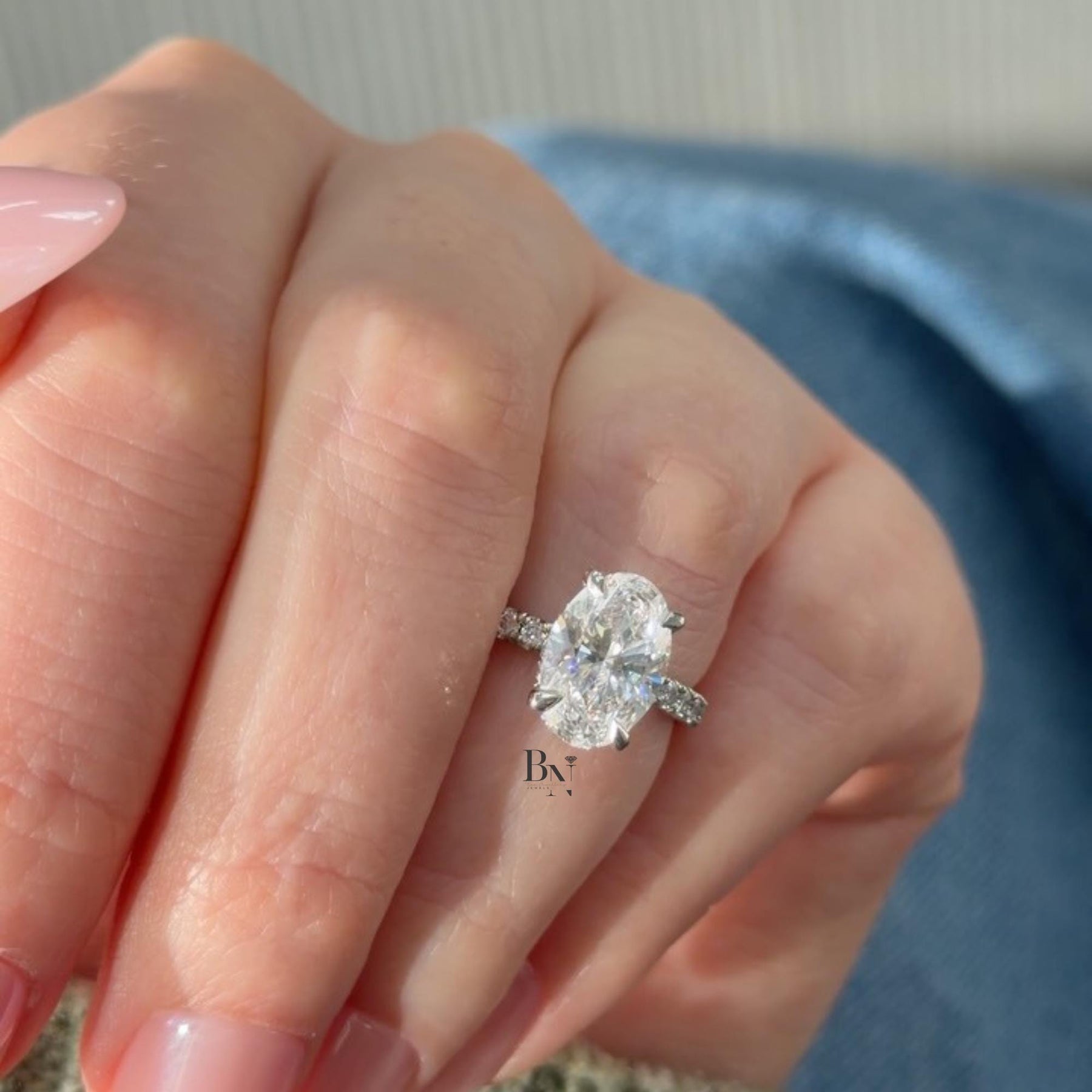 1ct Oval Lab Grown Diamond Engagement Ring | Bypass Semi Bezel Solitaire 14K Yellow Gold