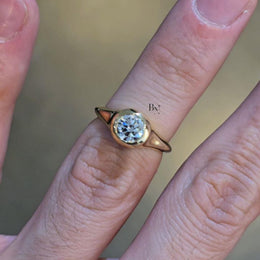 1ct Round Lab Grown Diamond Engagement Ring | Two Tone Bezel Set Solitaire 14K Gold