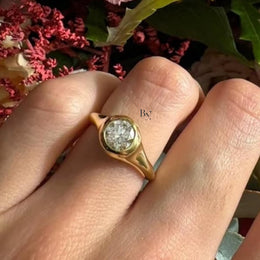 1ct Round Lab Grown Diamond Engagement Ring | Two Tone Bezel Set Solitaire 14K Gold