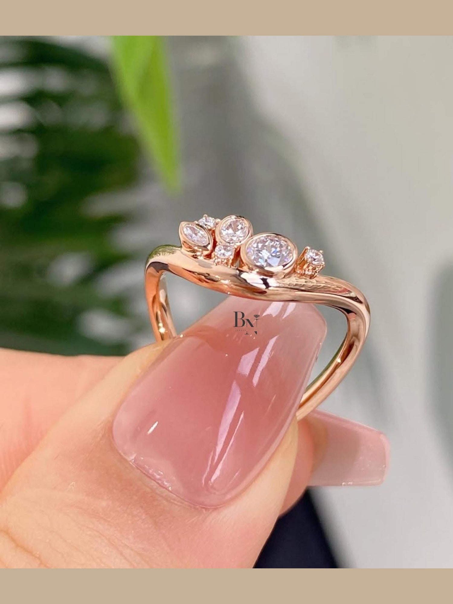 0.50ctw Lab Grown Diamond Contour Wedding Band | Mixed Cut Stacking 14K Rose Gold
