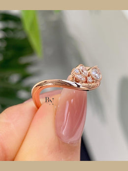 0.50ctw Lab Grown Diamond Contour Wedding Band | Mixed Cut Stacking 14K Rose Gold