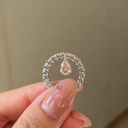 1ct Lab Grown Diamond Eternity Band | Dangling Pear Accent 14K White Gold