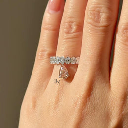 1ct Lab Grown Diamond Eternity Band | Dangling Pear Accent 14K White Gold