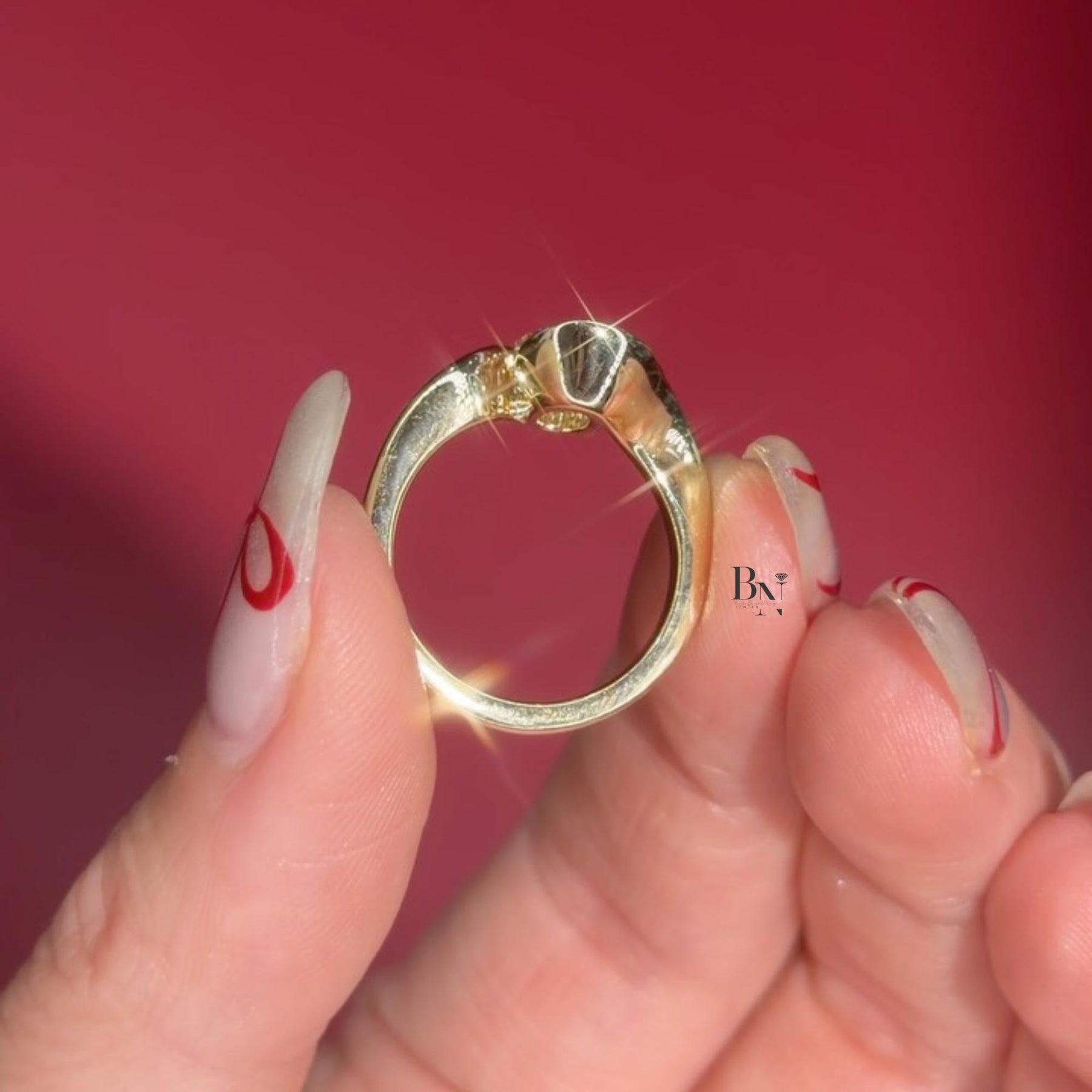 3ct Oval Lab Grown Diamond Engagement Ring | Swirl Bypass Setting 14K Gold
