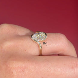 3ct Oval Lab Grown Diamond Engagement Ring | Swirl Bypass Setting 14K Gold