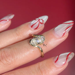 3ct Oval Lab Grown Diamond Engagement Ring | Swirl Bypass Setting 14K Gold