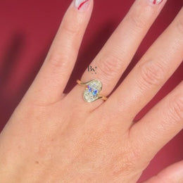 3ct Oval Lab Grown Diamond Engagement Ring | Swirl Bypass Setting 14K Gold