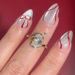 3ct Oval Lab Grown Diamond Engagement Ring | Swirl Bypass Setting 14K Gold