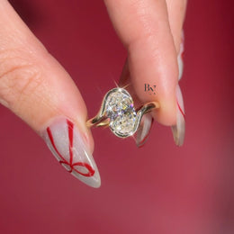 3ct Oval Lab Grown Diamond Engagement Ring | Swirl Bypass Setting 14K Gold