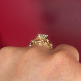 3ct Oval Lab Grown Diamond Engagement Ring | Vine Floral Leaf Cluster 14K Gold