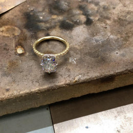 3ct Elongated Cushion Lab Grown Diamond Engagement Ring | Micro Pavé Band 14K Gold