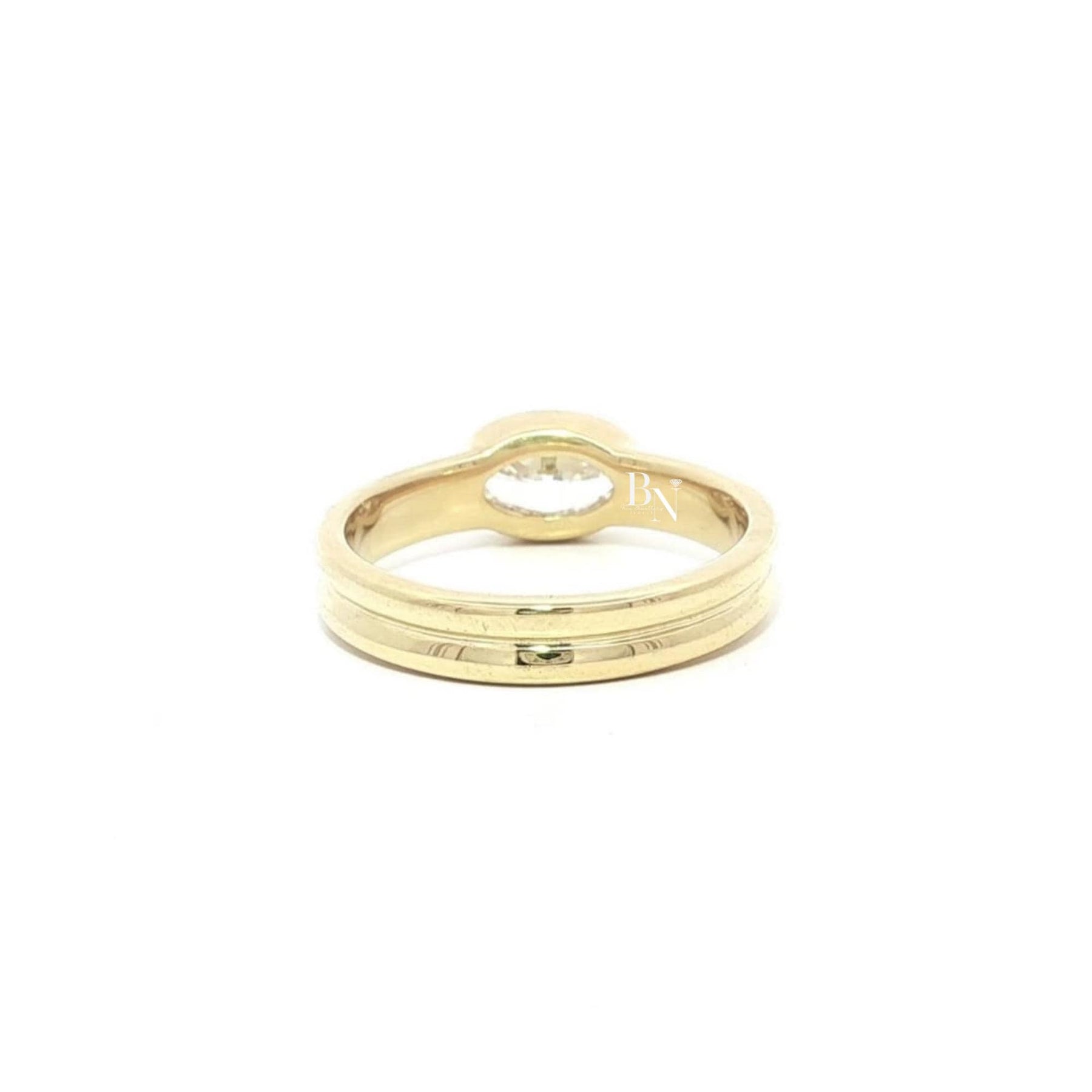 1ct Oval Lab Grown Diamond Engagement Ring | East West Full Bezel Minimalist 14K Yellow Gold