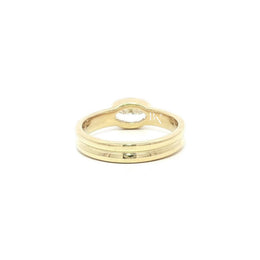 1ct Oval Lab Grown Diamond Engagement Ring | East West Full Bezel Minimalist 14K Yellow Gold