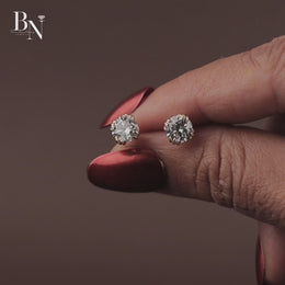 2ctw Round Lab Grown Diamond Stud Earrings | 8 Prong Crown Setting 14K White Gold