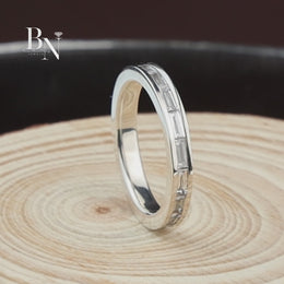 Baguette Cut Lab Diamond Eternity Band, Minimalist Channel Set Wedding Ring, Stackable Bridal Band