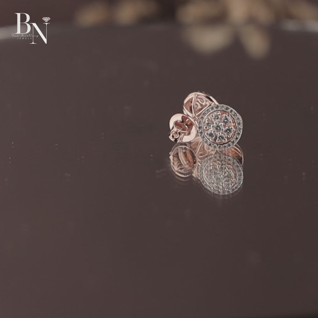 0.45ctw Lab Grown Diamond Halo Stud Earrings | 14K Rose Gold Floral Cluster Earrings | Round Brilliant Diamond Studs | IGI Certified Jewelry
