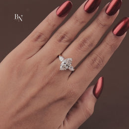 2ct Marquise Lab Grown Diamond Engagement Ring | Hidden Halo Split Shank Pavé Band 14K Yellow Gold